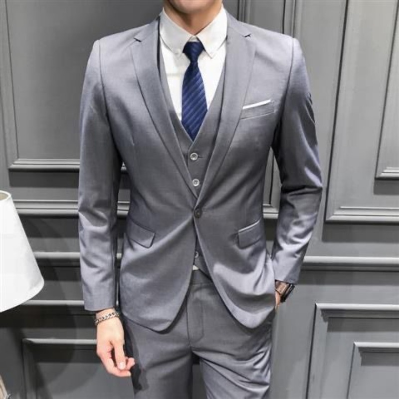 Men'S Grooming And Style - Herrenanzug 3-teiliges Set Slim Fit Koreanischer