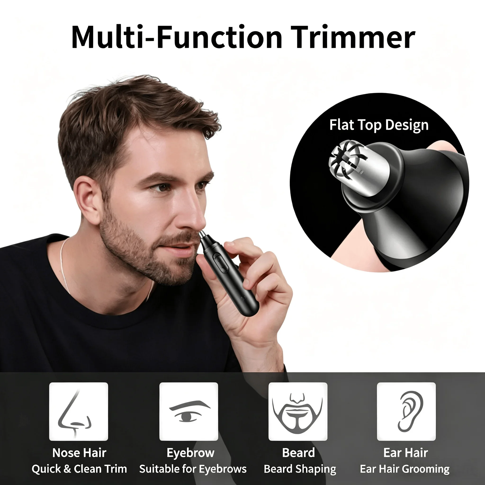 Men'S Grooming Ear Hair - Multifunktionaler elektrischer Nasenhaartrimmer 360 ° Präzisions-Waschbares