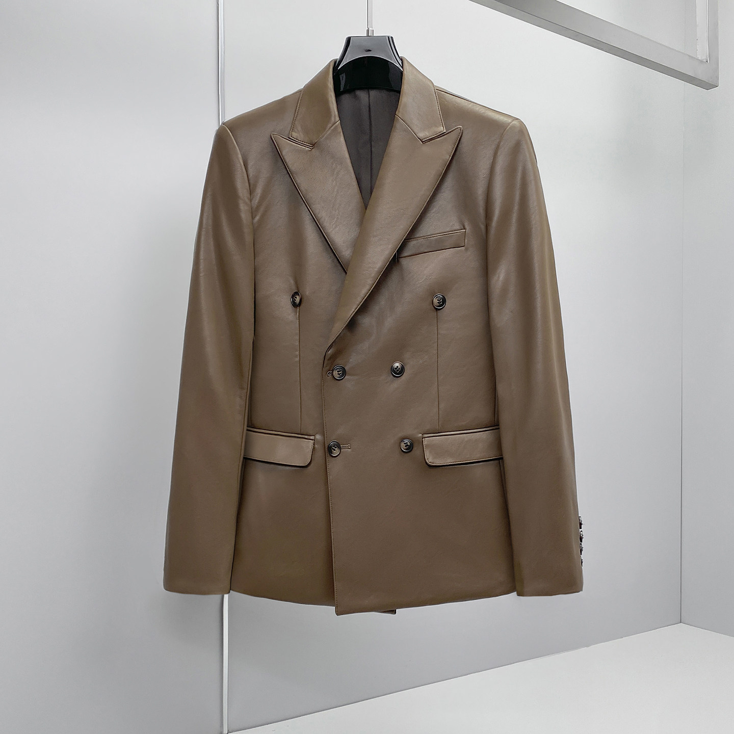 Men'S Grooming Brands - Marken-Frühling-Herbst Herren Doppelreihiger Lederanzug Jacke Lässiger