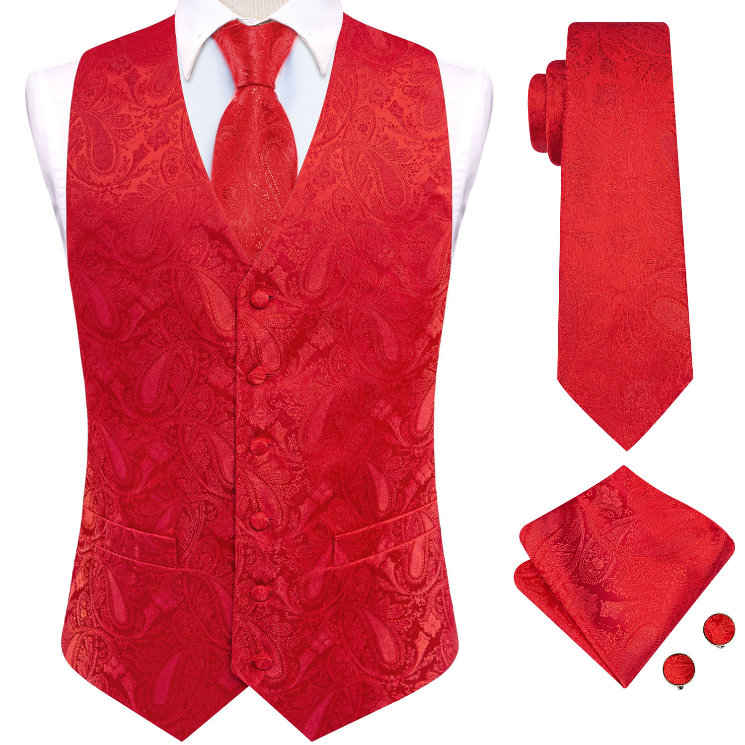Leuchtend rotes Paisley-Jacqua – Mens Grooming Kit For Wedding Bewertung und Preis